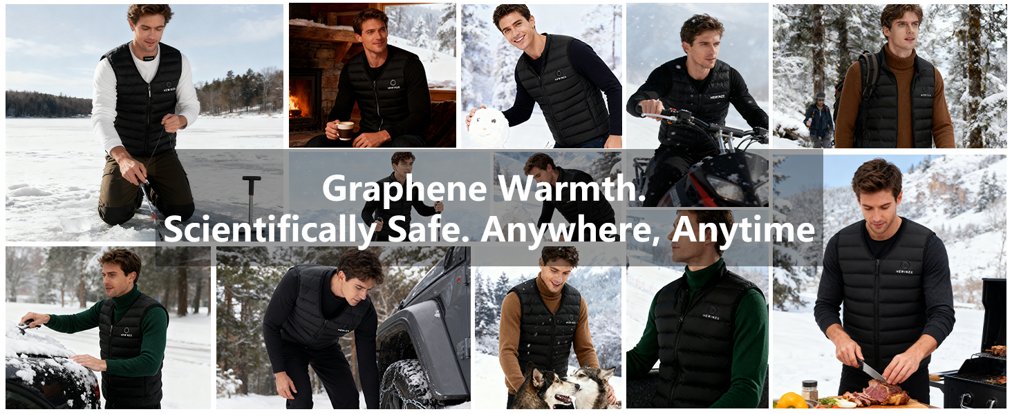 HEWINZE Грілка жилет чоловіча з акумулятором 7.4V - теплий жилет для полювання та активного відпочинку