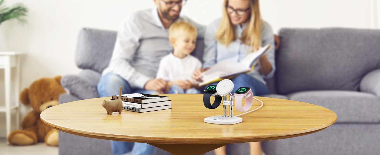 Зарядний пристрій 2 в 1 для Apple Watch та iPhone, SwanScout 709M (Білий)