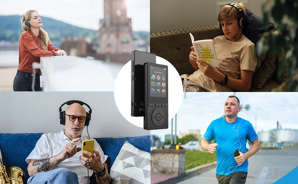 MP3 плеєр 64GB Bluetooth 5.3 з динаміком, HiFi звук, диктофон, E-book, чорний