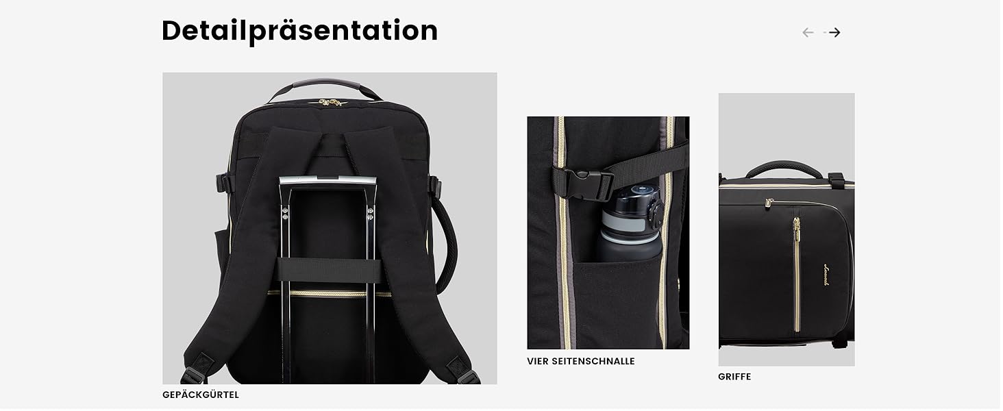 LOVEVOOK Рюкзак для ручної поклажі, 40L, для подорожей, ділових поїздок, вихідних, для ноутбука 17