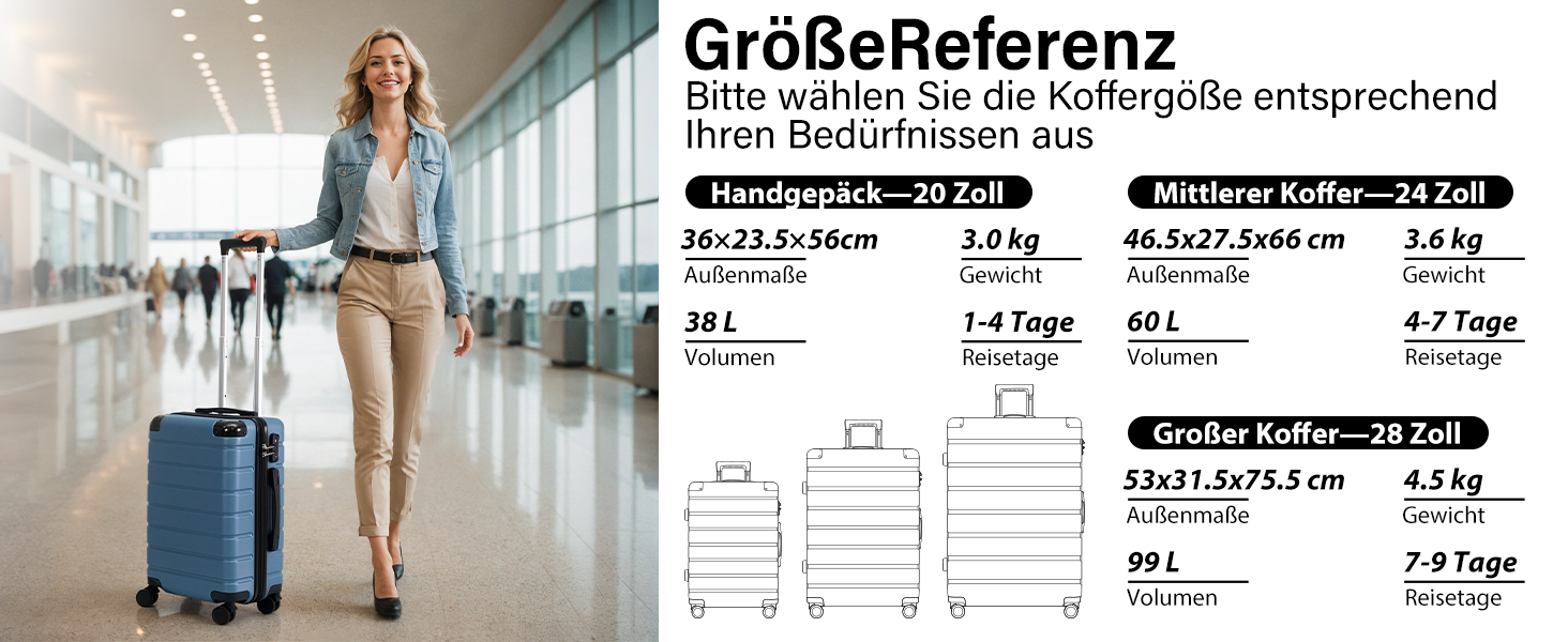 Набір валіз COOLIFE 3 в 1: Жовто-чорний дорожній набір з TSA-замком та телескопічним ручками | Rollkoffer