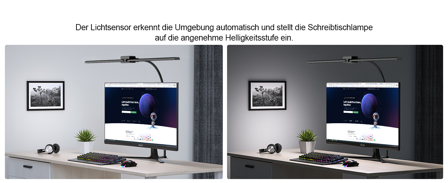 LED настільна лампа EppieBasic 24W з диммуванням, 80 см, кріпленням, захистом очей, регульованим шийним механізмом, таймером, чорного кольору