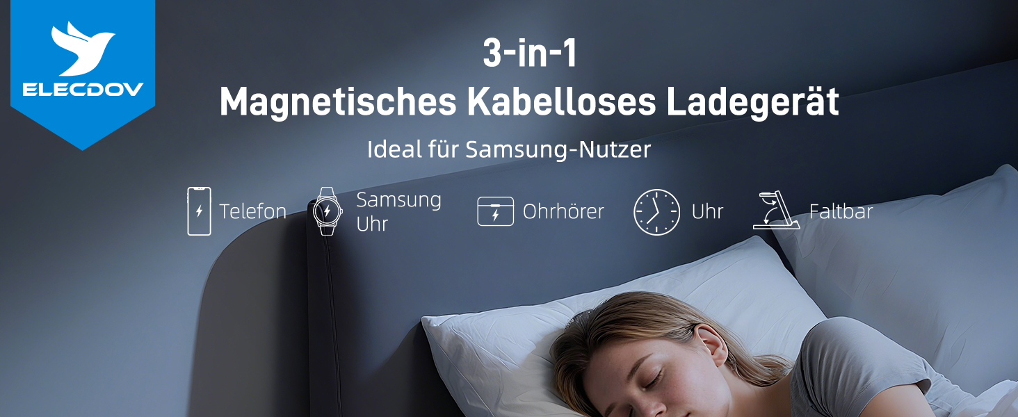 Бездротовий зарядний пристрій MagSafe 3-в-1 для Samsung Galaxy Fold/Flip, S24/S25 Ultra, Watch Ultra/8/7/6, Buds 3/3 Pro (Білий/Сірий)