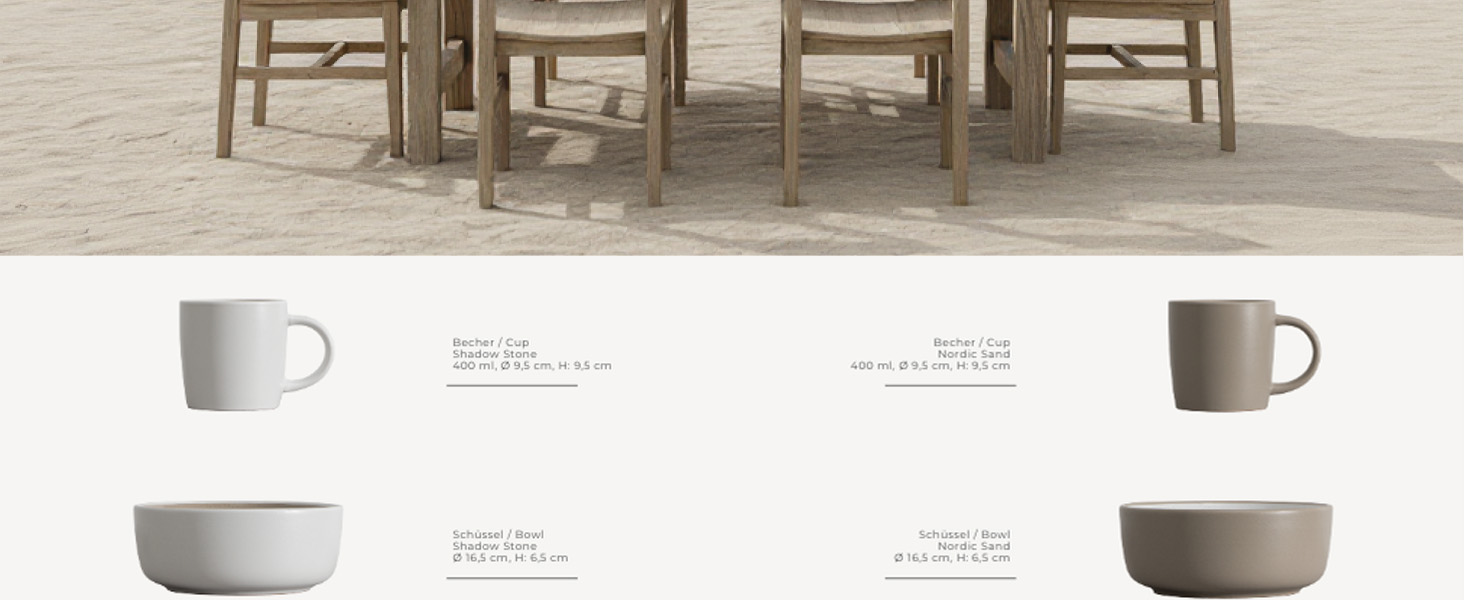 Сервіз Hausfelder для 8 осіб (32 елементи) з каменю Shadow Stone – тарілки, миски, чашки. Сервіз з кераміки, стійкий до миття в посудомийній машині
