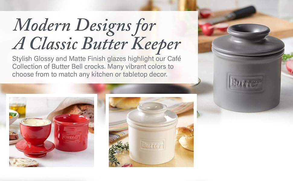 Butter Bell - The Original Butter Bell by L. Tremain, French Ceramic Butter Dish for Spreadable Butter, Maraschino Red, Glossy Surface, Retro Café Collection