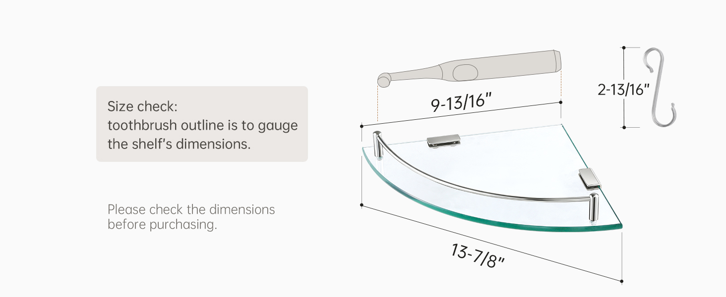 Скляна поличка для душу/ванної кімнати KES, скляна поличка для душу, поличка для ванної кімнати, нержавіюча сталь SUS304, BGS101A--P, щітка, 2 шт.