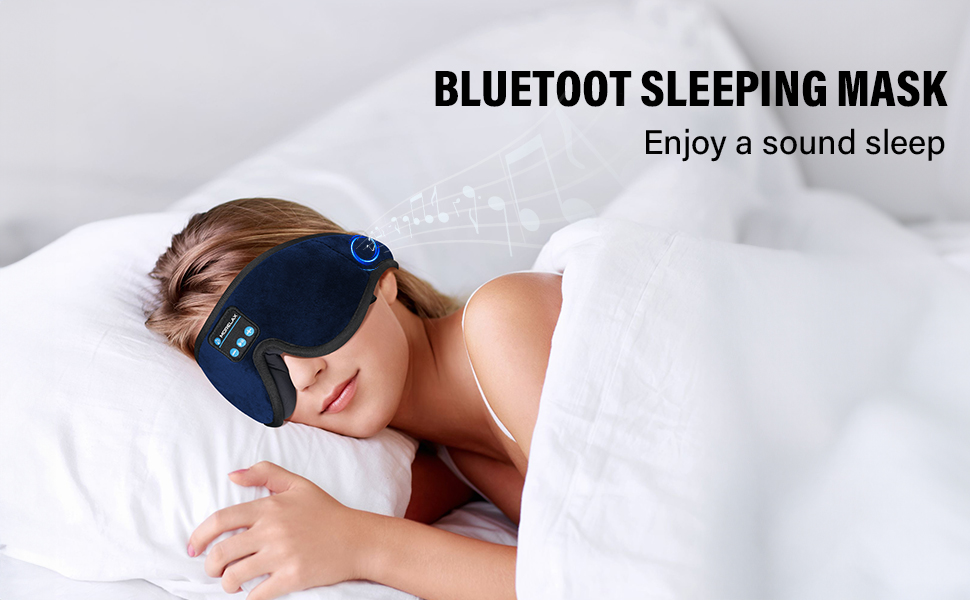 Маска для сну з Bluetooth-навушниками, 3D маска для сну, бездротова музична маска для сну для тих, хто спить на боці/спині, навушники для сну (Глибокий синій)