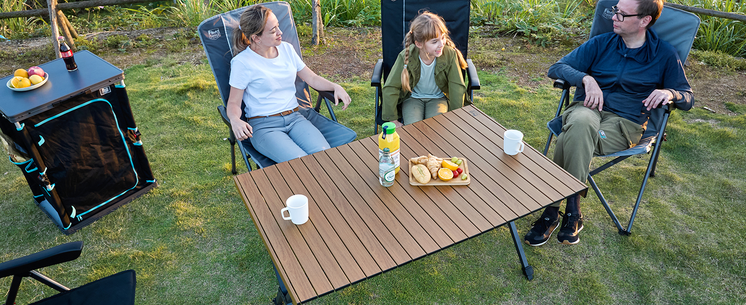 Складний кемпінговий стіл Timber Ridge 125x80 см, регульована висота, для 6 осіб, для пікніка, саду, походу, подорожей
