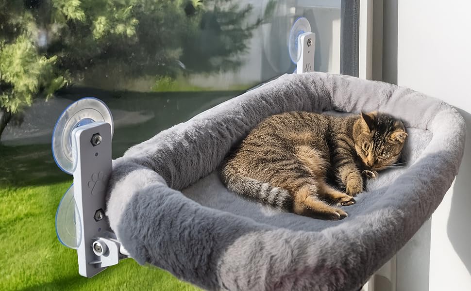 Кішка ліжко на вікно - стійке ліжко для котів з пральним подушкою | Зручна гамак для вікон до 18 кг | Економне місце для котів та аксесуари