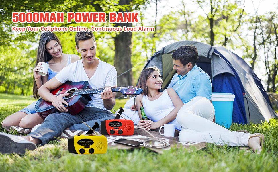 Сонячна радіостанція iRonsnow для екстрених ситуацій з ручним заводом, LED-ліхтариком, USB-зарядкою (2000mAh, жовтий)