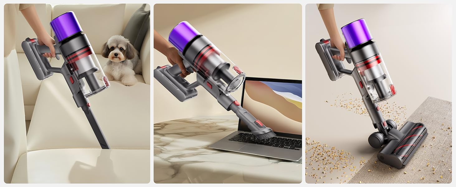 Бездротовий пилосос X7 55Kpa/600W/80Min з LED-дисплеєм, акумуляторний, самостійно заряджається, з антизаплутувальною щіткою, автоматичний режим для килимів, шерсті тварин та твердих поверхонь, золотий