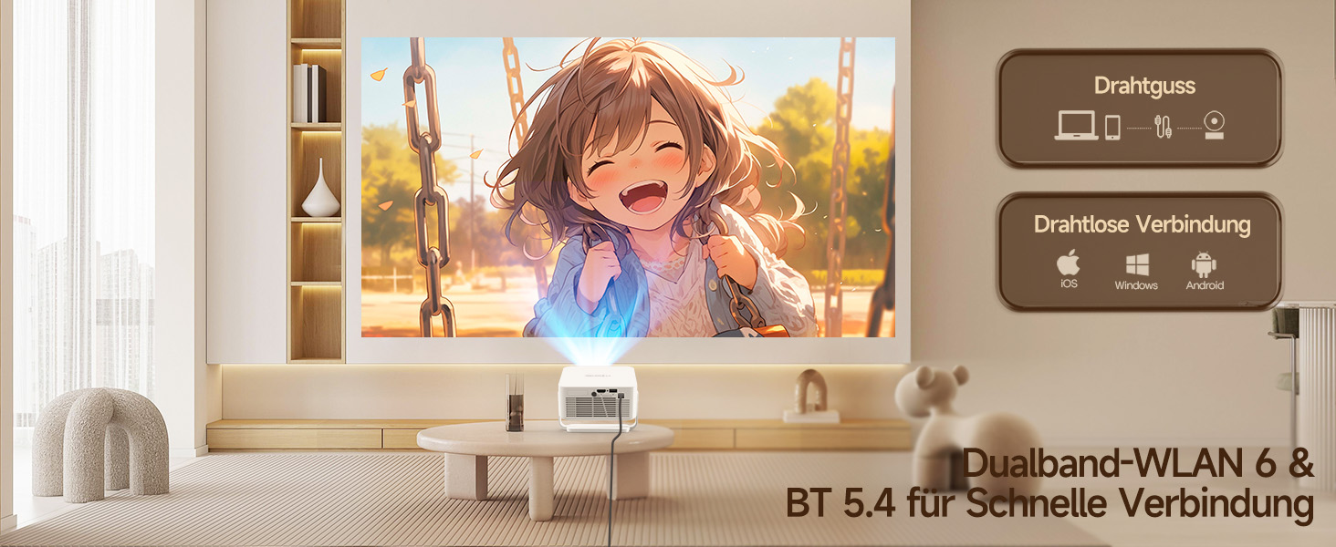 Magcubic HY300max Міні проєктор 4K/8K з Android 14, WiFi 6, Bluetooth 5.4, автофокусом та корекцією трапеції для домашнього кінотеатру (білий)