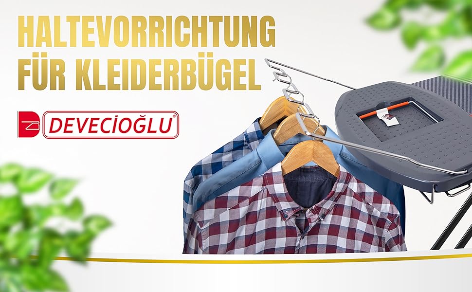 Прасувальна дошка DEVEÇİOĞLU 156x45 см з чохлом 140x40 см, для парогенераторів, складна, ідеальна як настільна прасувальна дошка