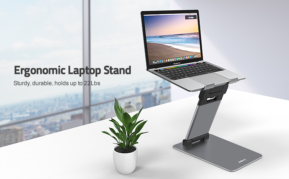 NULAXY Adjustable Laptop Stand - Ergonomic, Portable, Foldable, Supports 10kg, 10-17 inch Compatible - Space Grey