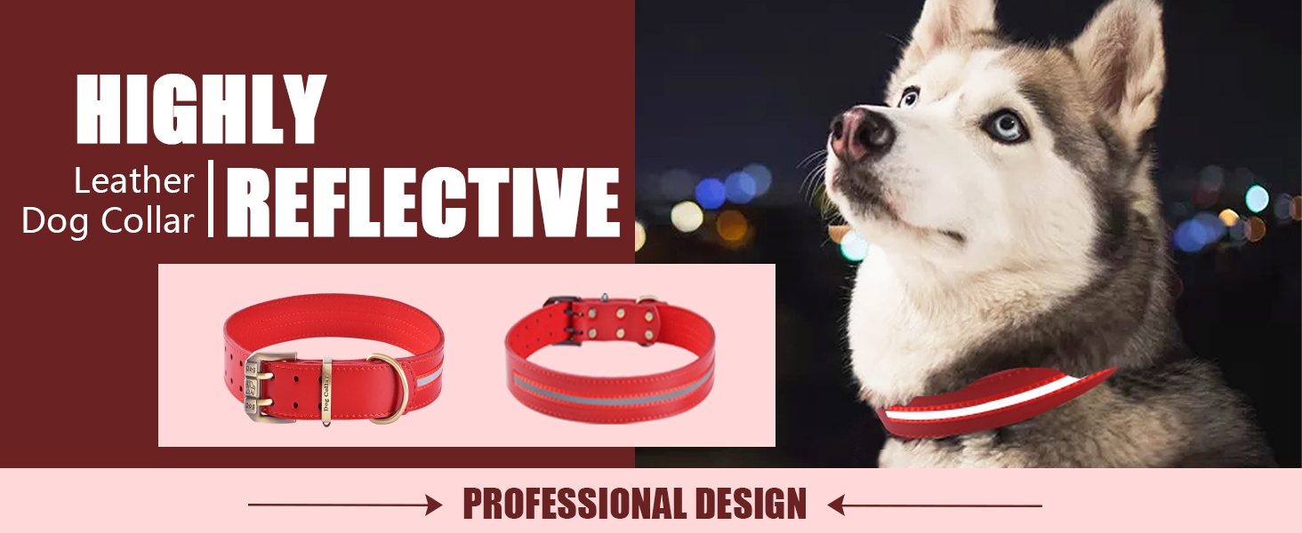 Відбиваючий повідок для собак, регульований, м'який, для малих, середніх та великих собак (довжина 46-56 см), червоний, розмір M