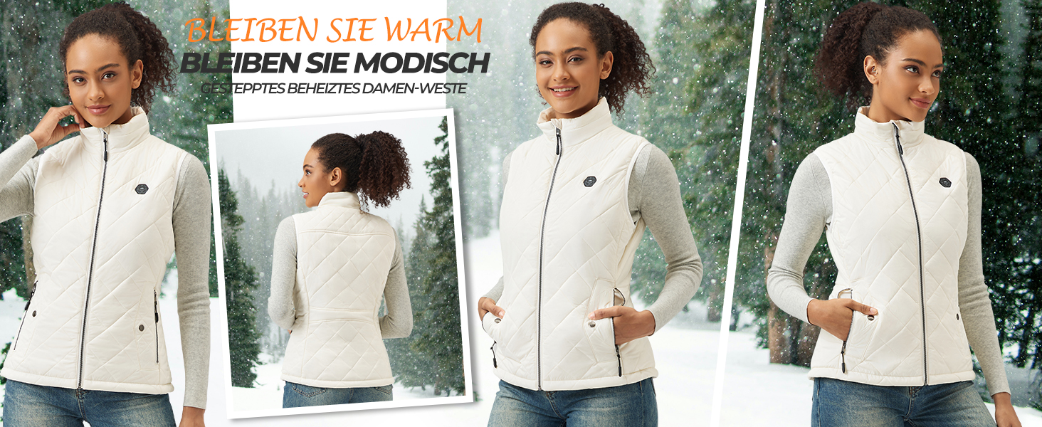 Жіночі грілки Heizwete з акумулятором 16000mAh 7,4V: 9 зон нагріву, 3 режими температури, для активного відпочинку та подорожей (білі)