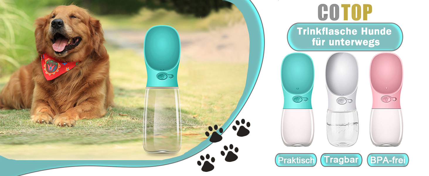 Турботрінка для собак на ходу, 550 мл, BPA-free, витокозахисна, біла