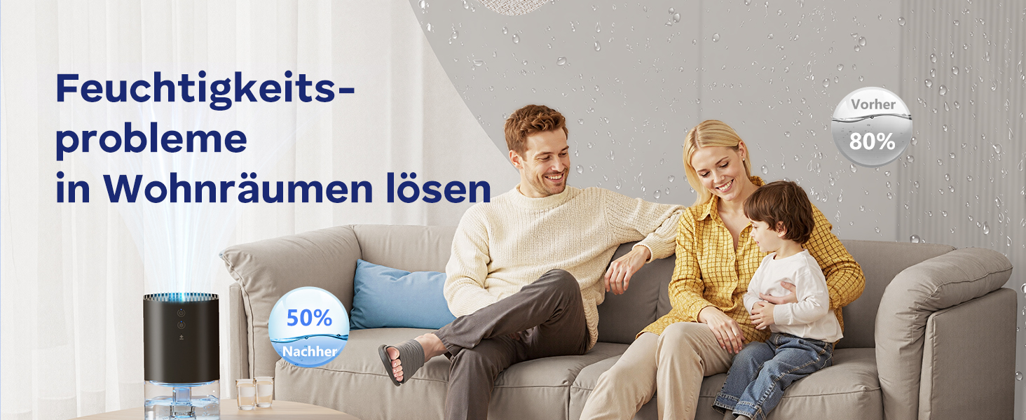 Електричний осушувач повітря GOAMGE 990 мл з LED-підсвіткою для дому, авто, спальні, шафи, ванної кімнати