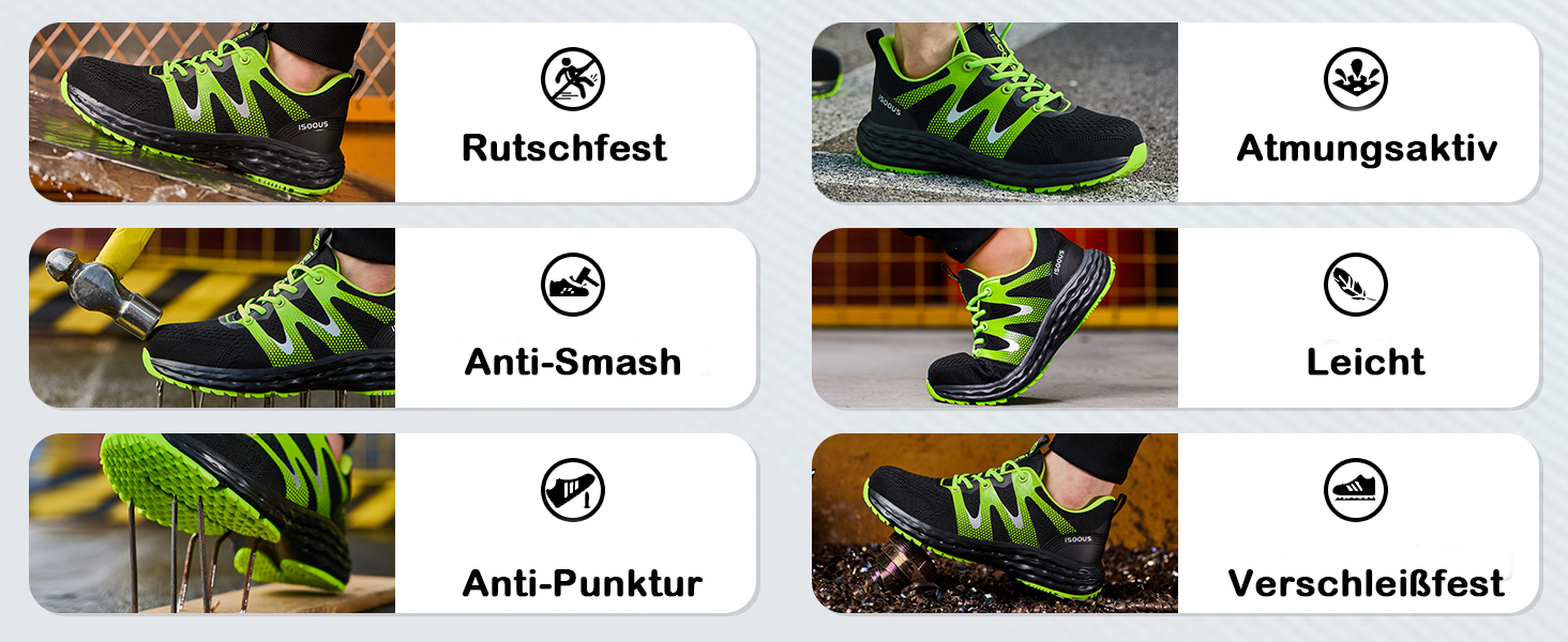 Черевики робочі ISOOUS для чоловіків та жінок, захисні черевики зі сталевим підноском, спортивні, червоні, антиковзаючі, дихаючі, 43 EU