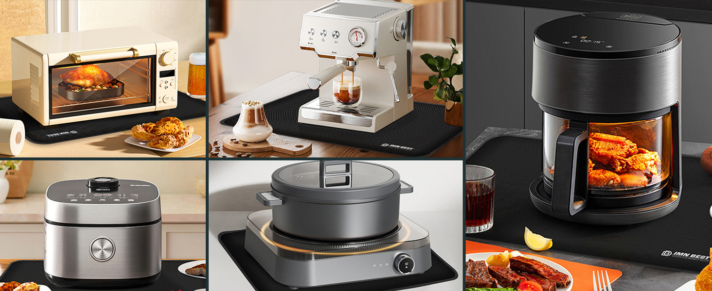 Термостійкий килимок під фритюрницю, термостійкий килимок з силікону для кухонних стільниць, захист стільниці, неслизький та водонепроникний (срібний, 60x40 см)