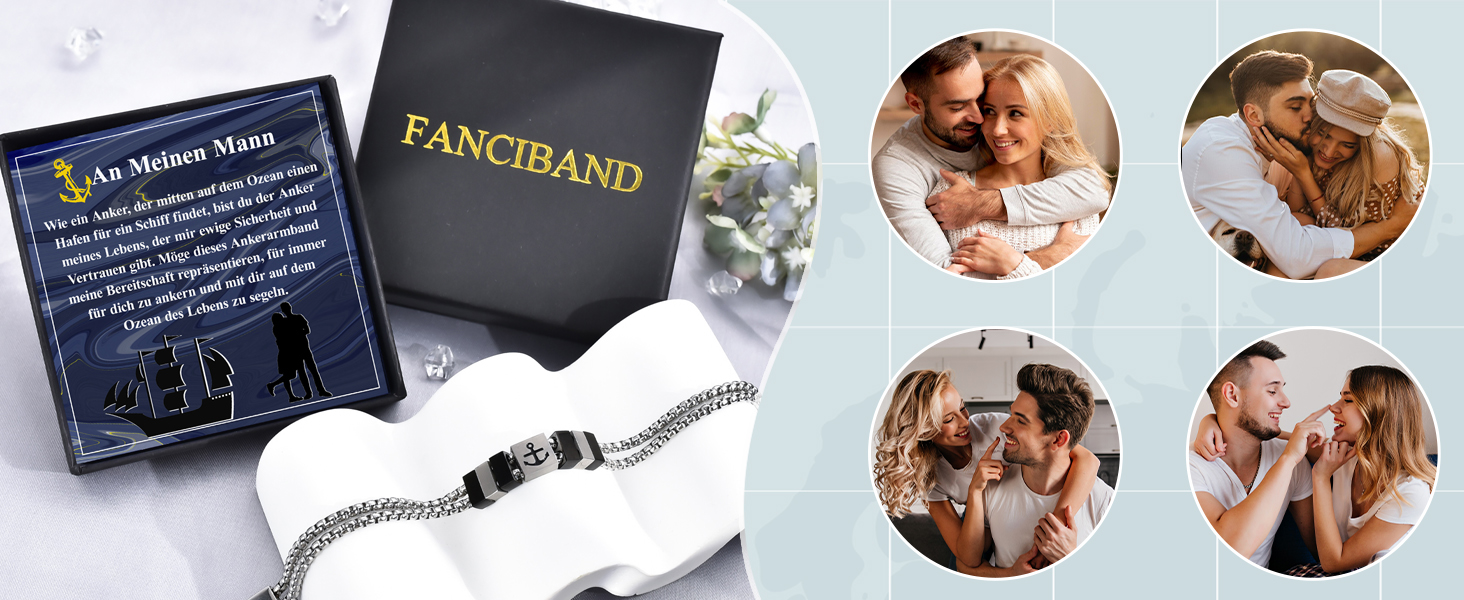Браслет для чоловіків FANCIBAND з нержавіючої сталі 316L з гравіюванням