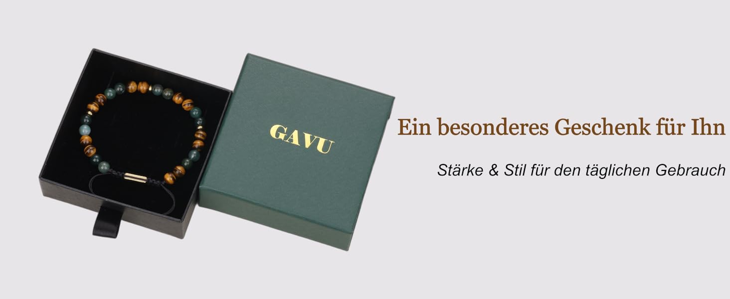 Браслет чоловічий з перлів тигрового ока GAVU 6 мм, намисто з мохового агату для чоловіків