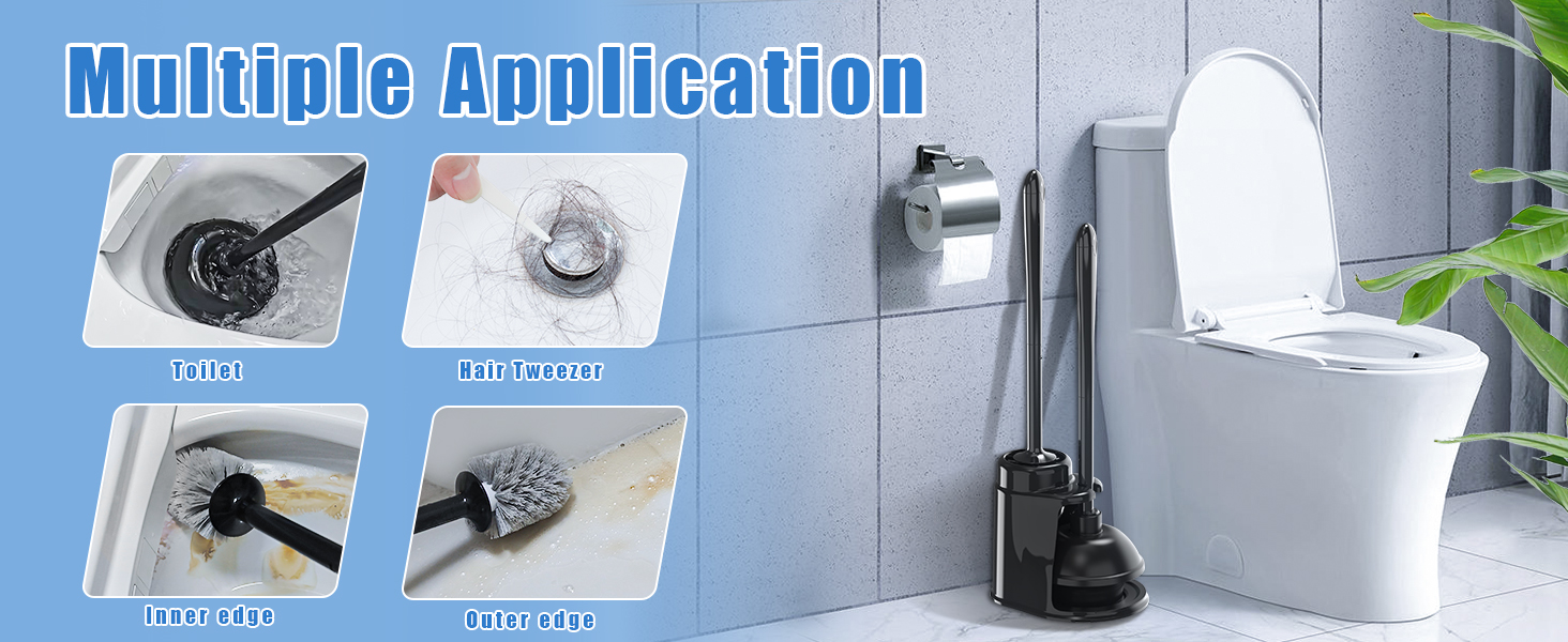 Набір для чищення унітазу JEHONN з щіткою, ерготичним тримачем та прихованим пінцетом, міцний, для ванної, умивальника