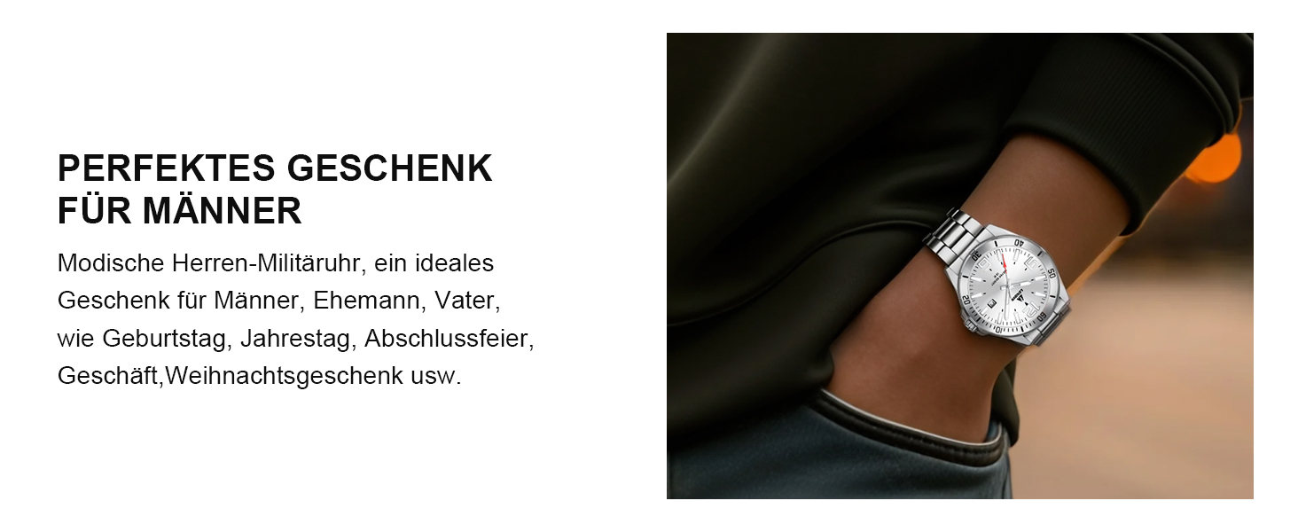 Годинник чоловічий LN LENQIN з нержавіючої сталі, водонепроникний, з датою, кварцовий, аналоговий, білий (сріблястий)