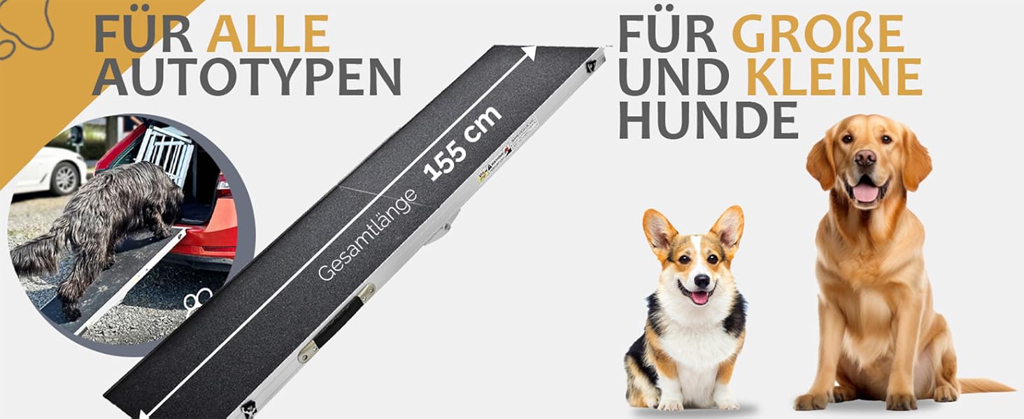 Рампа для собак Petigi - сходинка в багажник авто, складна, алюміній, до 150 кг, довжина 155 см