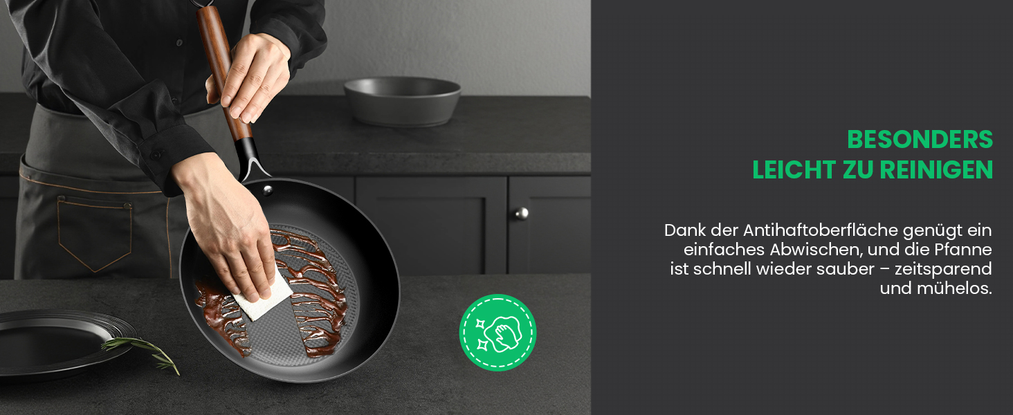 Чавунна сковорода YUTANN для індукції, газу, електроплити 20/24/28 см. Без PFOA/PFAS, з антипригарним покриттям