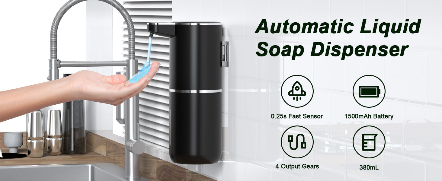 Автоматичний диспенсер для мила Dalugo USB-C, електричний сенсорний дозатор мила, 4 рівня, для кухні та ванної кімнати, білий