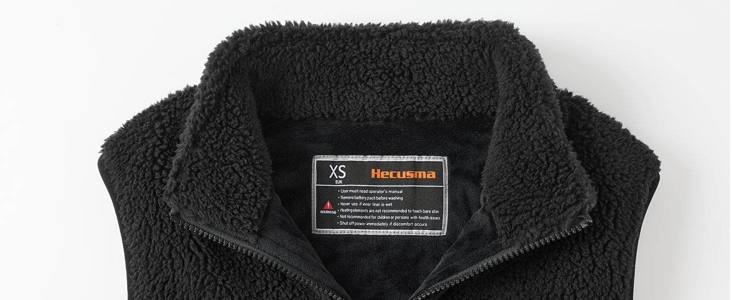 Тепла електрична жилетка для жінок з акумулятором 16000mAh, Sherpa, флісова жилетка для активного відпочинку та катання на лижах, чорна