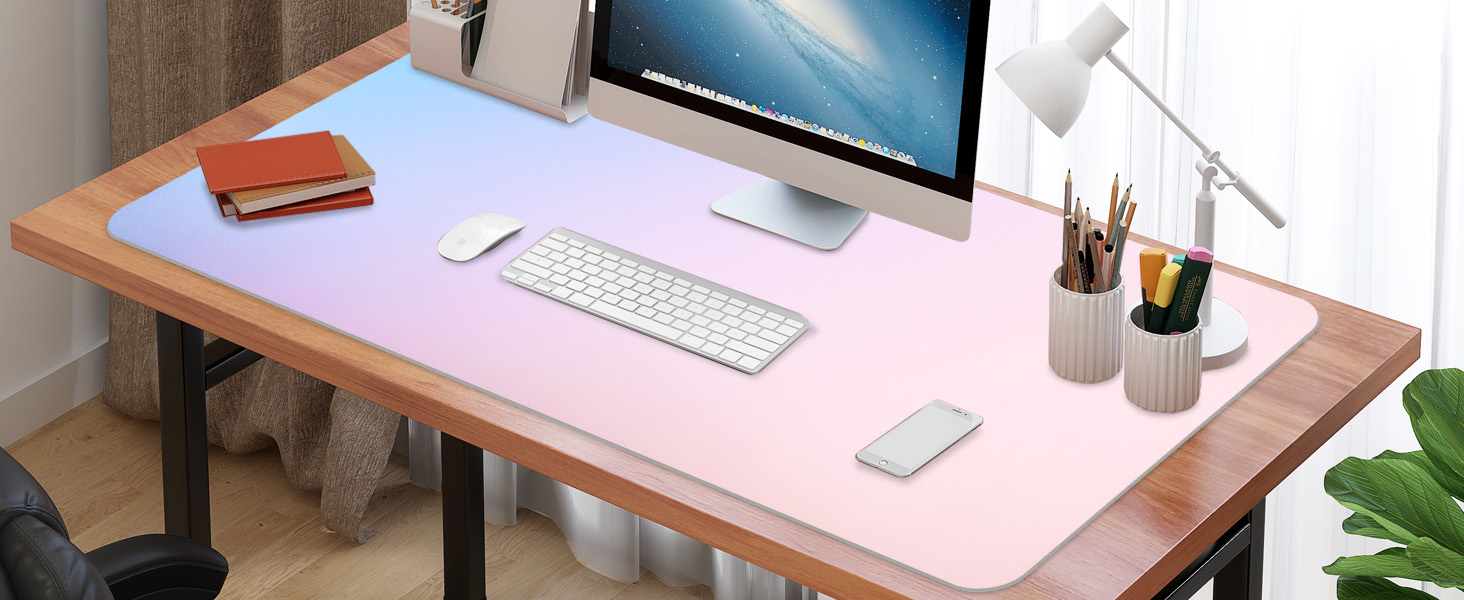 Килимок на стіл з шкіри, антиковзаючий, великий 80x40 см, багатофункціональний, для офісу та дому, лавандово-блакитний