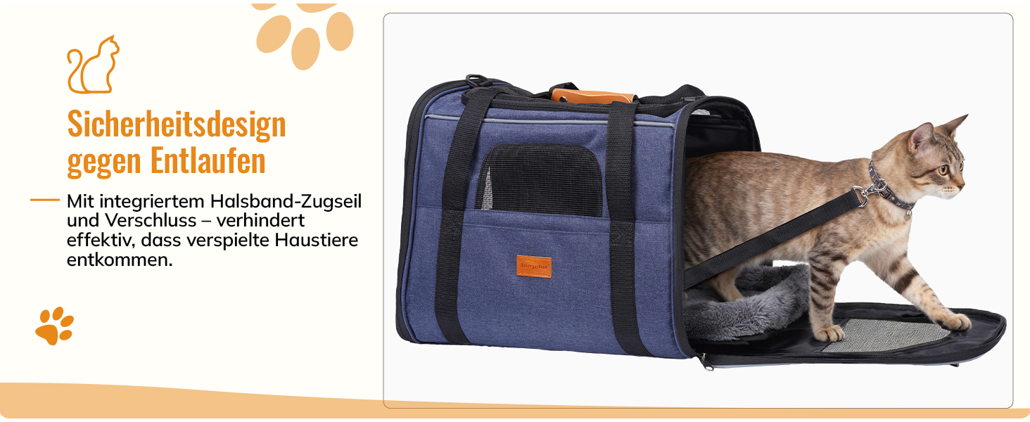 Транспортна переноска для котів та цуценят Morpilot до 5 кг, переноска для котів та собак, блакитна денім, 44 x 28 x 35 см, 44L, з надійними застібками, для відвідування ветеринара, авто, літак