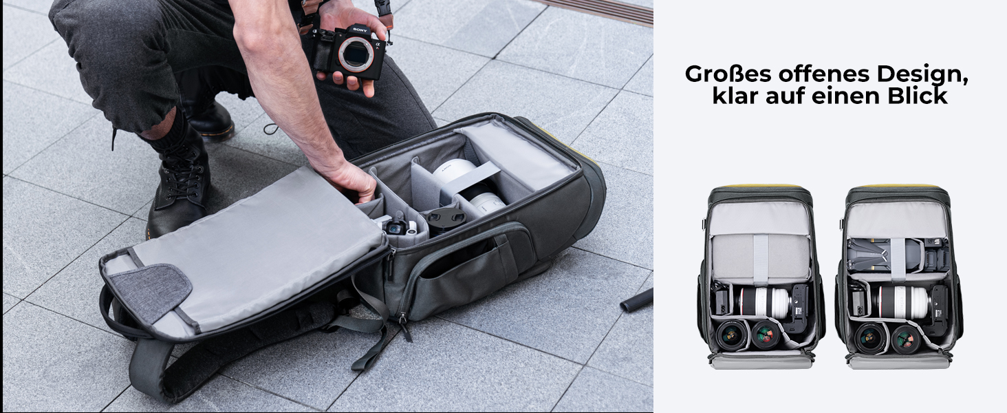 Рюкзак для фотографа K&F Concept Alpha, 25L, чорний, з відділенням для 16