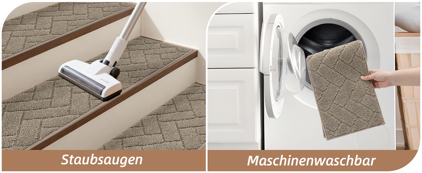 Килимки на сходи BEQHAUSE, 4 шт, 22x70 см, бежеві, антиковзкі, для дітей та літніх людей, машинне прання, TPE основа