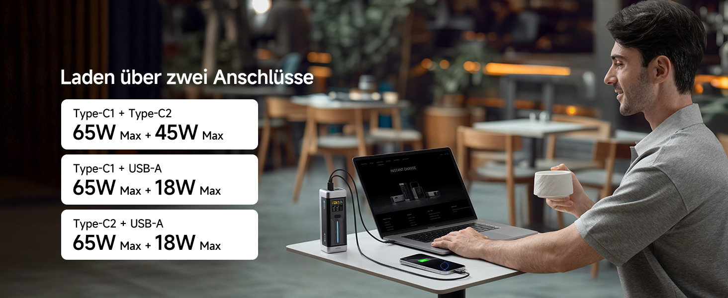 Power Bank CUKTECH 20: 25000mAh, 140W, PD3.1, 3 порти, цифровий дисплей, для ноутбуків, MacBook, Xiaomi, Galaxy, iPhone