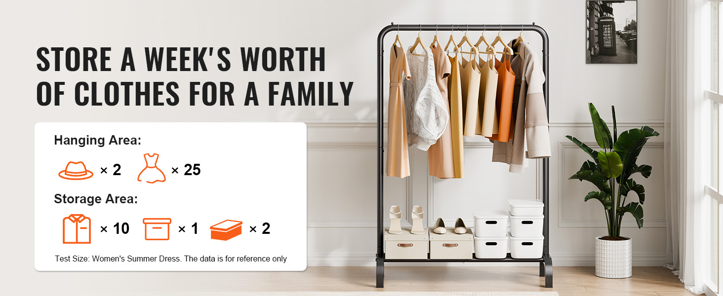 Стійка для одягу VEVOR - чорна, 400 x 1010 x 1510 мм. Підходить для спальні, ванної, гардеробу та прихожої. Міцна та універсальна