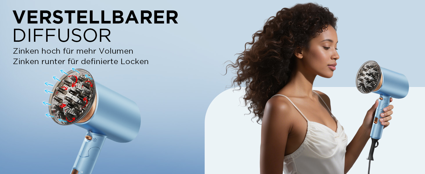 Складаний фен з іонізацією 2000 Вт, професійний, швидко сушильний, 2 швидкості, 3 режими нагріву, холодний струмінь, дифузор, концентратор, гребінці для укладки, для чоловіків та жінок, у подорожі