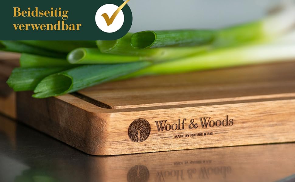 Дерев'яний обробний дошка Woolf & Woods з акціїї, великий, 35x25x3 см | Обробна дошка та сервірувальна таця | Екологічний, не оброблений