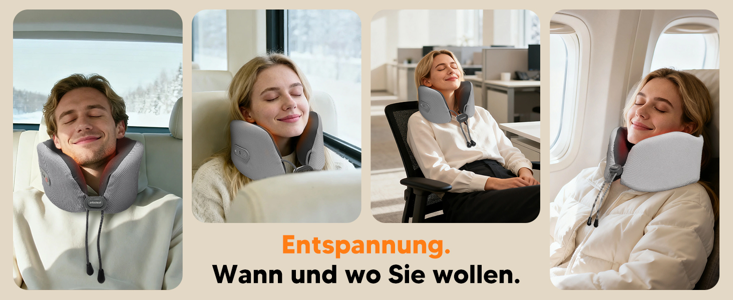 Подушка для шиї Arboleaf з підігрівом для подорожей: Memory Foam, USB-C зарядка, ергономіка 360°, проти болю в шиї, сіра