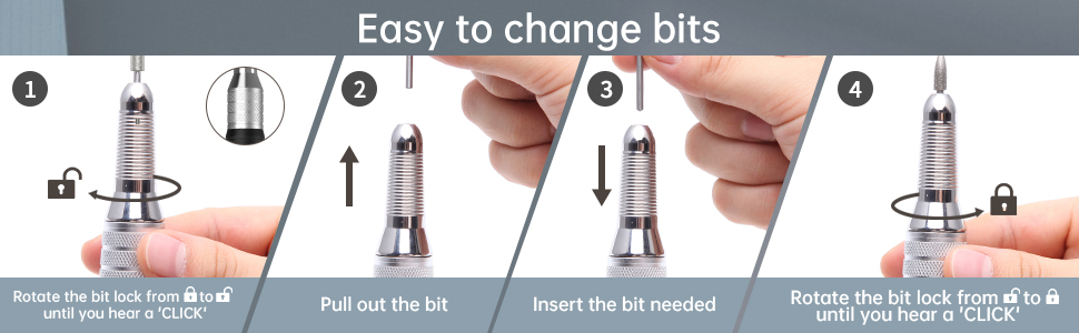 Електрична нігтьова фрезер Kredioo з LED-дисплеєм та 6 насадками для гель та акрил (35000 об/хв)