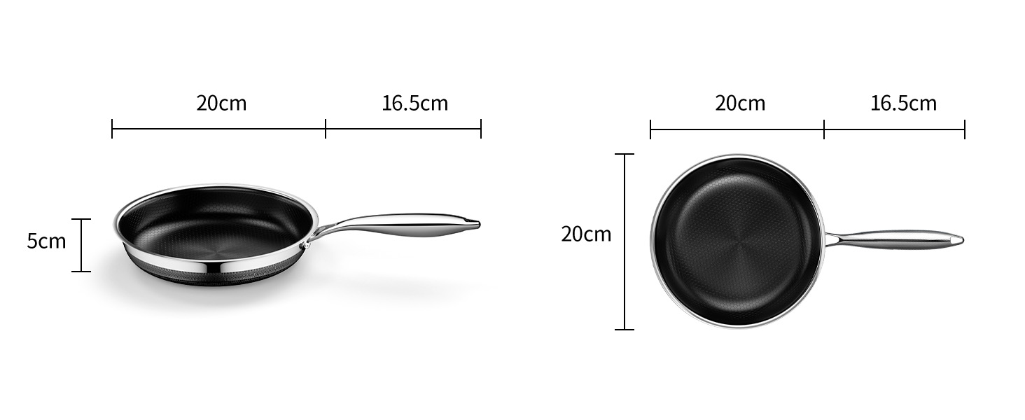 Набір сковорідок Innerwell Hybrid Edelstahl Profi 20+24+28 см - індукційні, з антипригарним покриттям Titan-Keramik, для всіх плит, PFOA-free