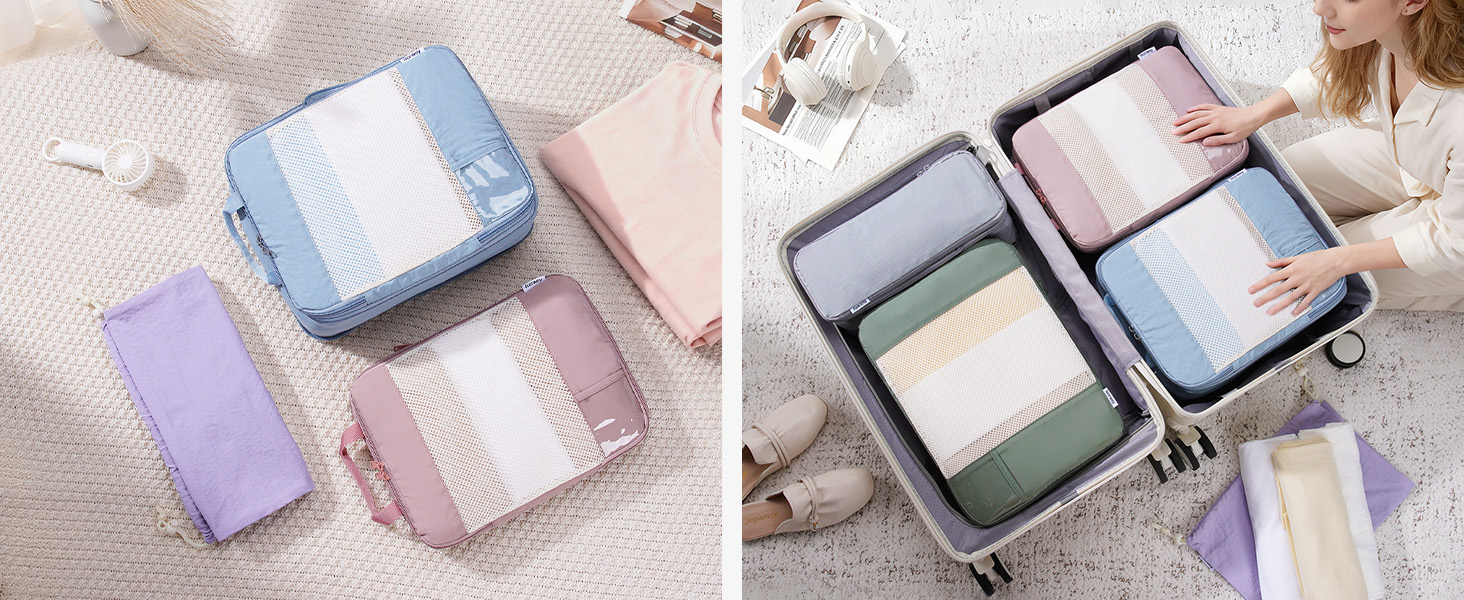 Набір органайзерів для валізи Narwey (5 шт.) - компресійні куби для подорожей, аксесуари для валізи