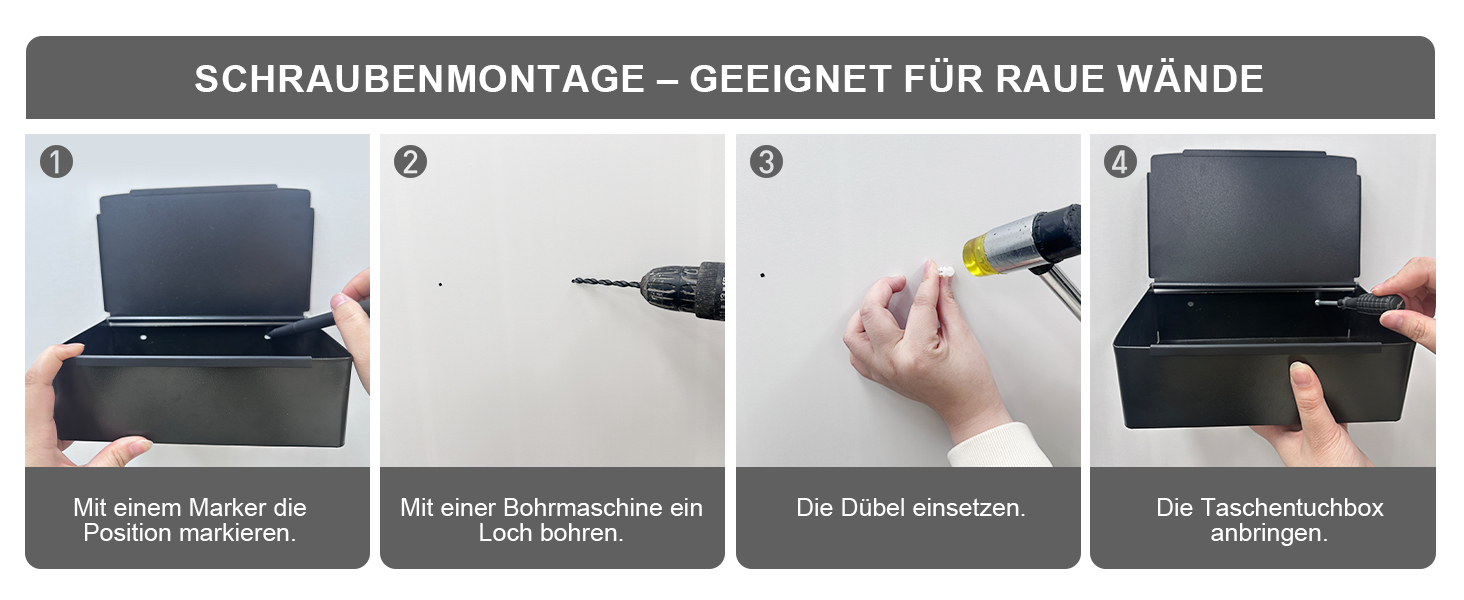 Тримач туалетного паперу SURFOU без свердління, чорний, 3-в-1, з боксом для вологих серветок, нержавіюча сталь, для ванної кімнати/туалету