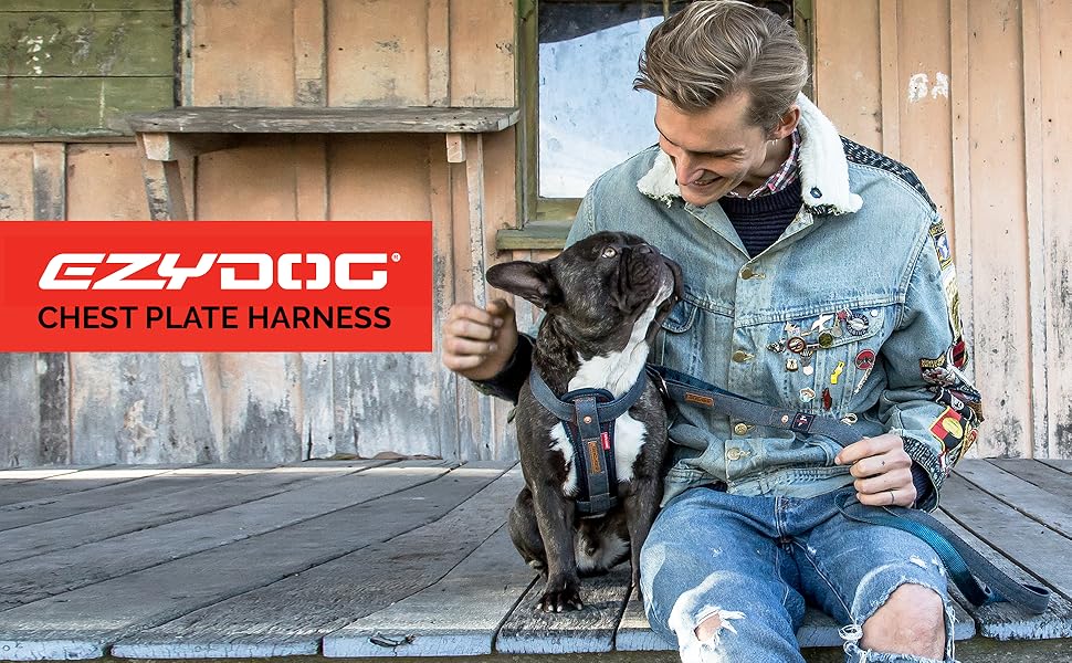 Шлейка для собак EzyDog Chest Plate – безпечна шлейка з адаптером для безпечного ременя – світловідбиваюча, м'яка шлейка для собак середніх та великих порід (Double Extra Small, Corduroy)