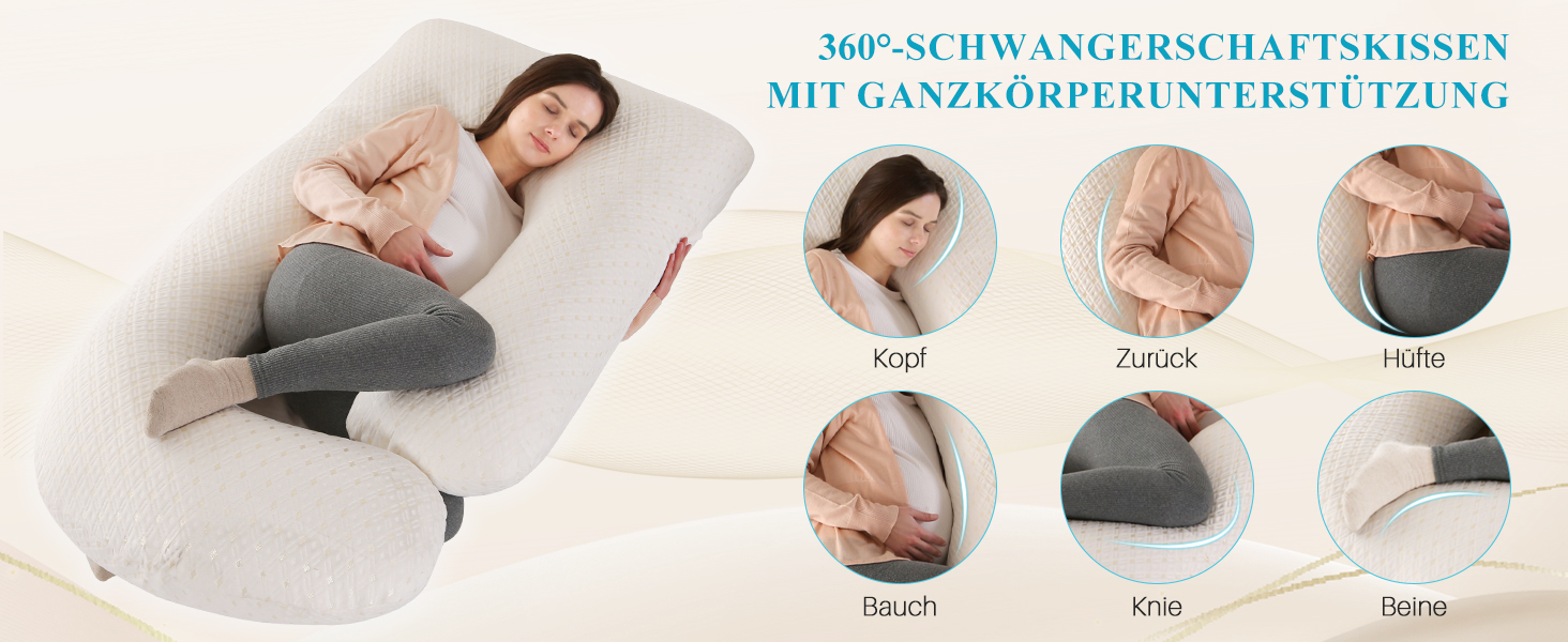 Подушка для вагітних GKXLH – підтримка спини, живота та стегон, J-подібна форма, знімний охолоджуючий чохол, сірий колір