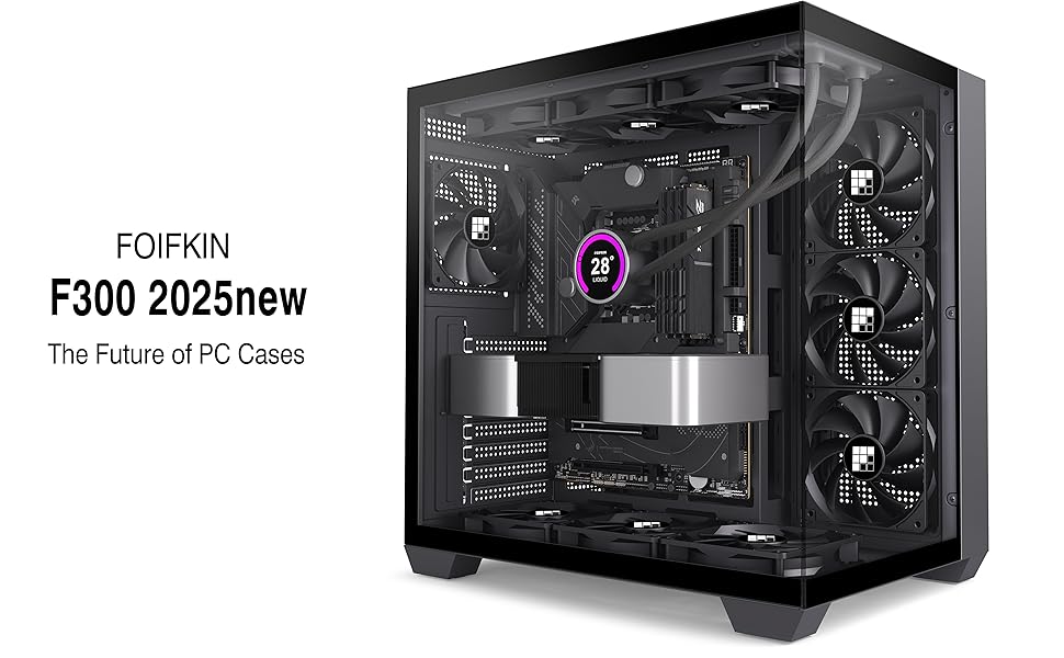 Корпус ПК FOIFKIN F300: Mid-Tower, ATX, 270° Panoramaglas, Type-C, без RGB-вентиляторів (Білий)