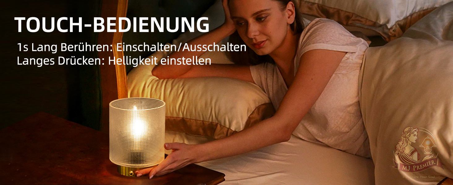 Бездротова настільна лампа з таймером, вінтажний дизайн, LED, скло, для дому та вулиці, диммування, сірий колір, розмір L