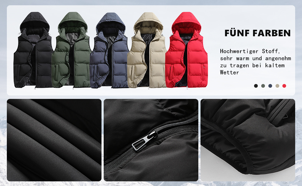 Чоловічий жилет AIEOE без рукавів з багатьма кишенями, легкий, з утеплювачем, знімний капюшон та блискавка, розмір XXL (DE M), чорний